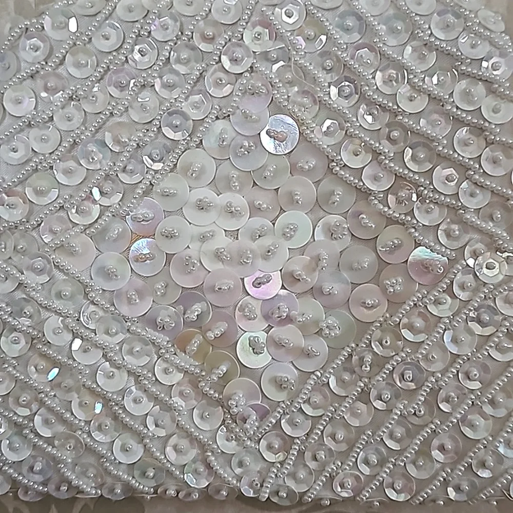 Vintage Beaded & Sequined Evening or Wedding Clutch Wristlet Hand Beaded - Picture 10 of 11